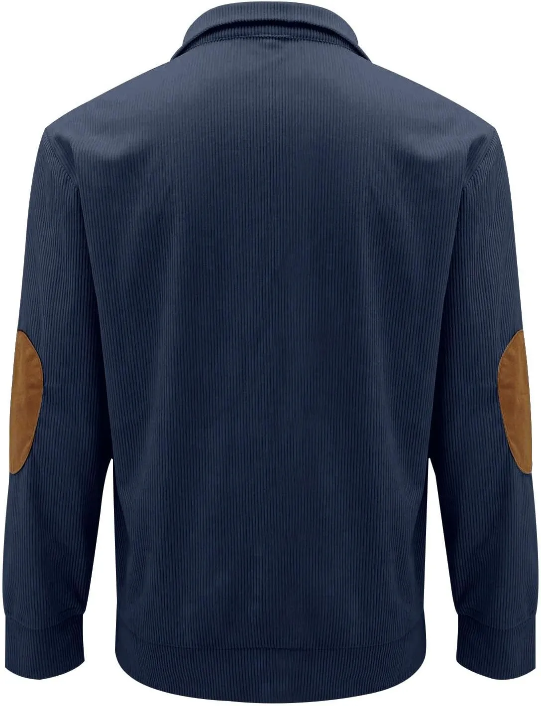 Long Sleeve Shirts for Men Lightweight Quater Button Down Stand Collar Corduroy Shirt Casual Sweatshirt Sweater