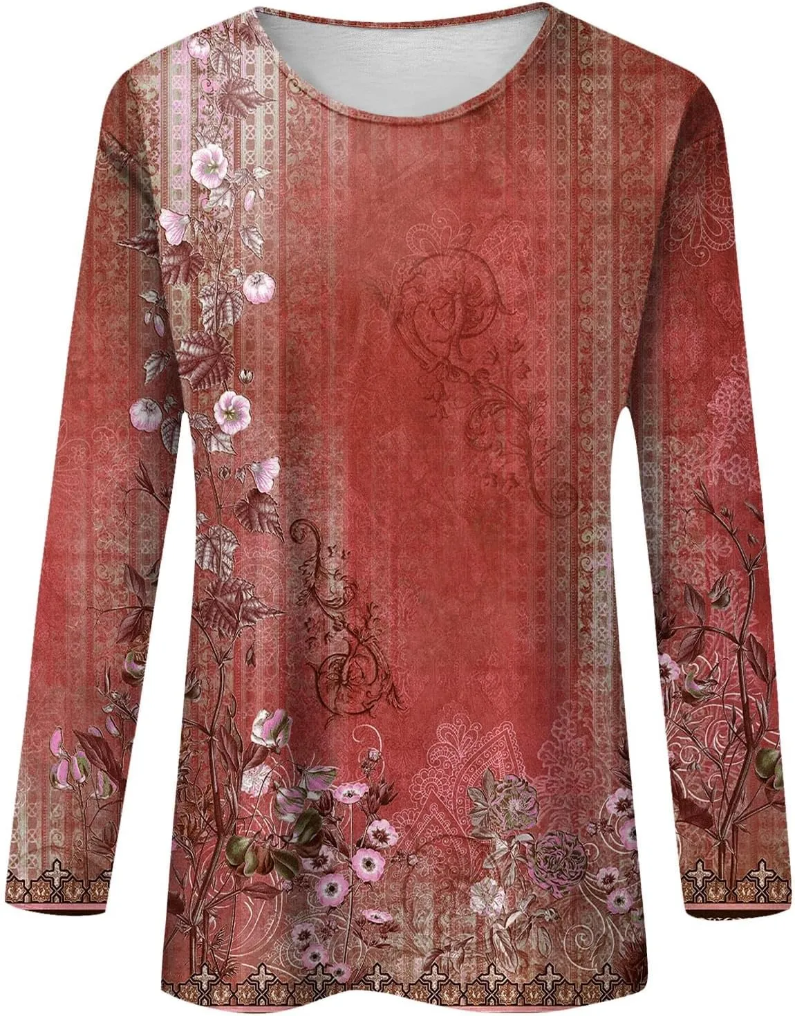 Long Sleeve Shirts for Women - Womens T Shirts Long Sleeve Crew Neck Shirts Basic Tee Sort Comfy Printed Tops Blouse