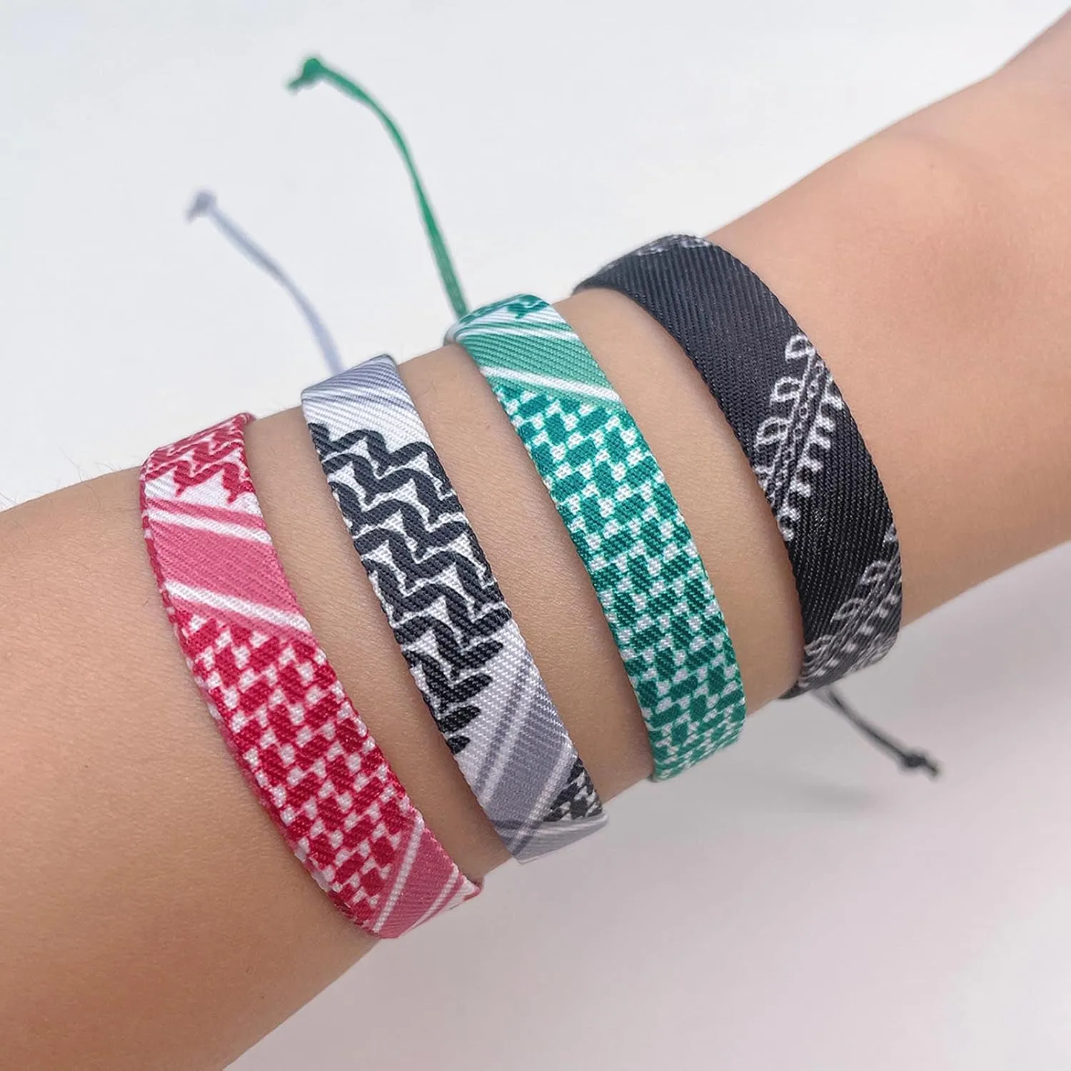 Long tiantian Keffiyeh Bracelet Palestine USA Bracelet Country Flag Bracelet Tibetan Wrist Wrap Bracelet Boho Rope Bracelet Boho Jewelry for Women Men Trendy Stuff