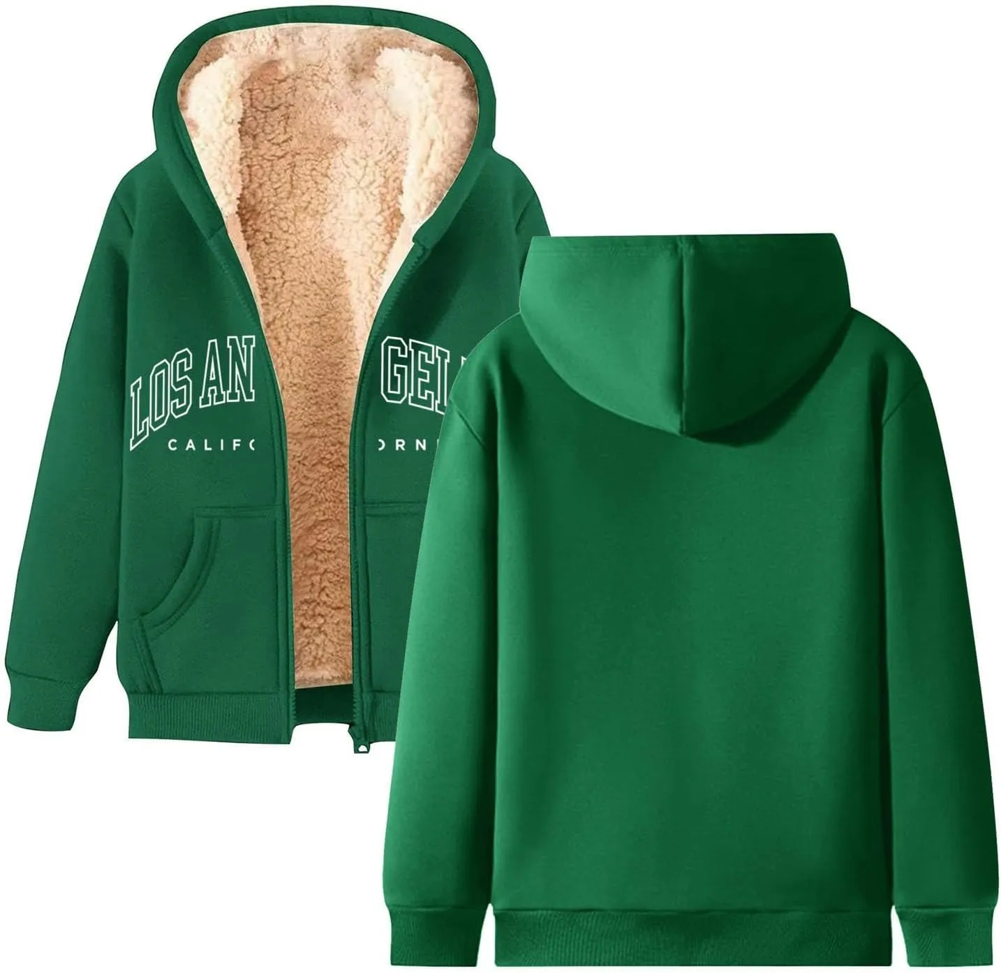 Los Angeles Zip Up Fleece Hoodies for Men Women Casual Winter Warm Jacket Cozy Trendy California Hoodie Coats
