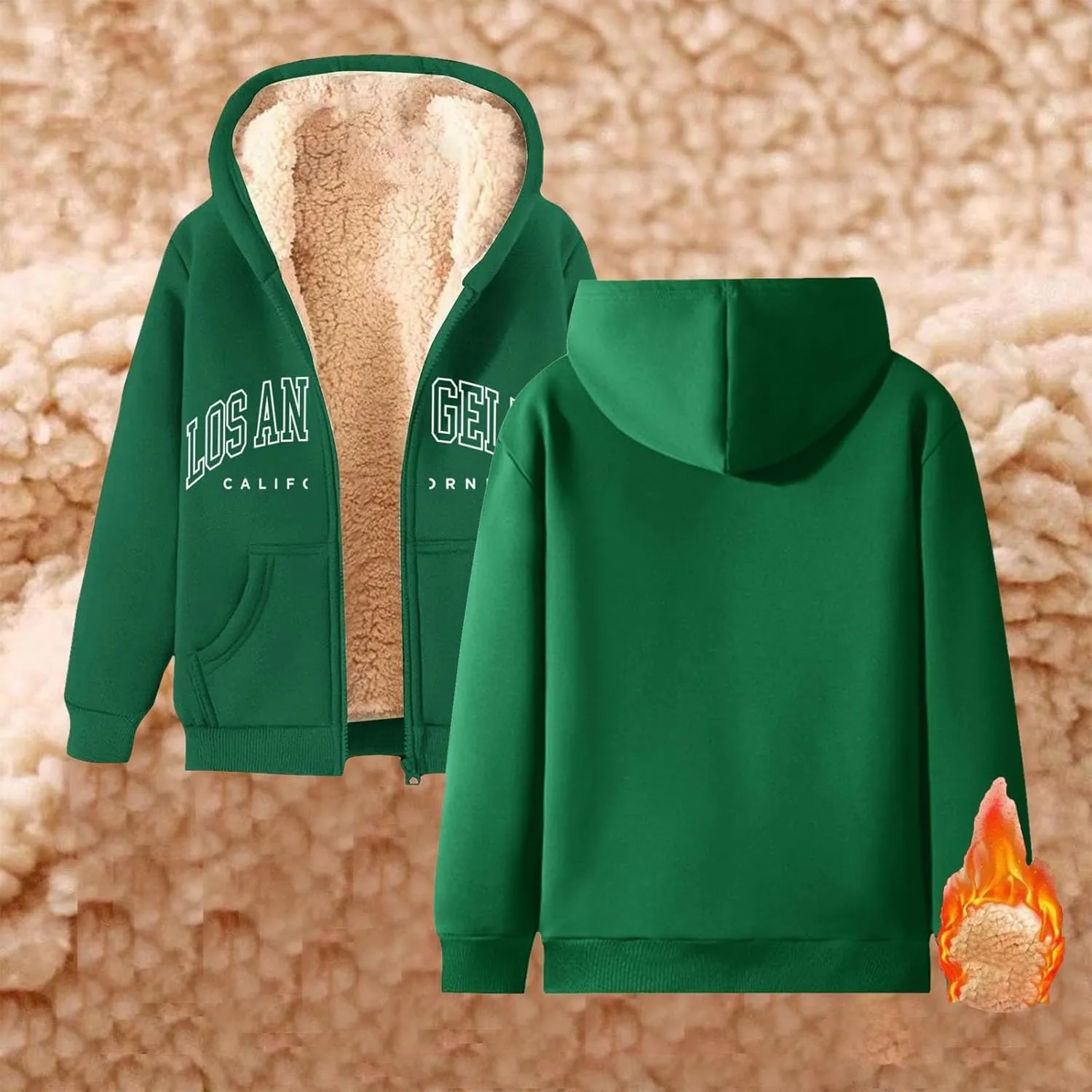 Los Angeles Zip Up Fleece Hoodies for Men Women Casual Winter Warm Jacket Cozy Trendy California Hoodie Coats