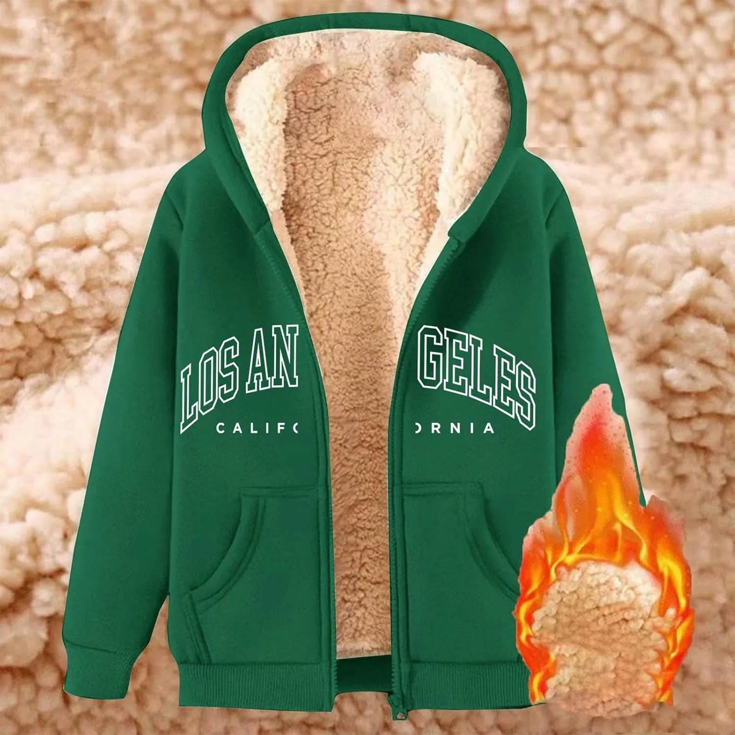 Los Angeles Zip Up Fleece Hoodies for Men Women Casual Winter Warm Jacket Cozy Trendy California Hoodie Coats