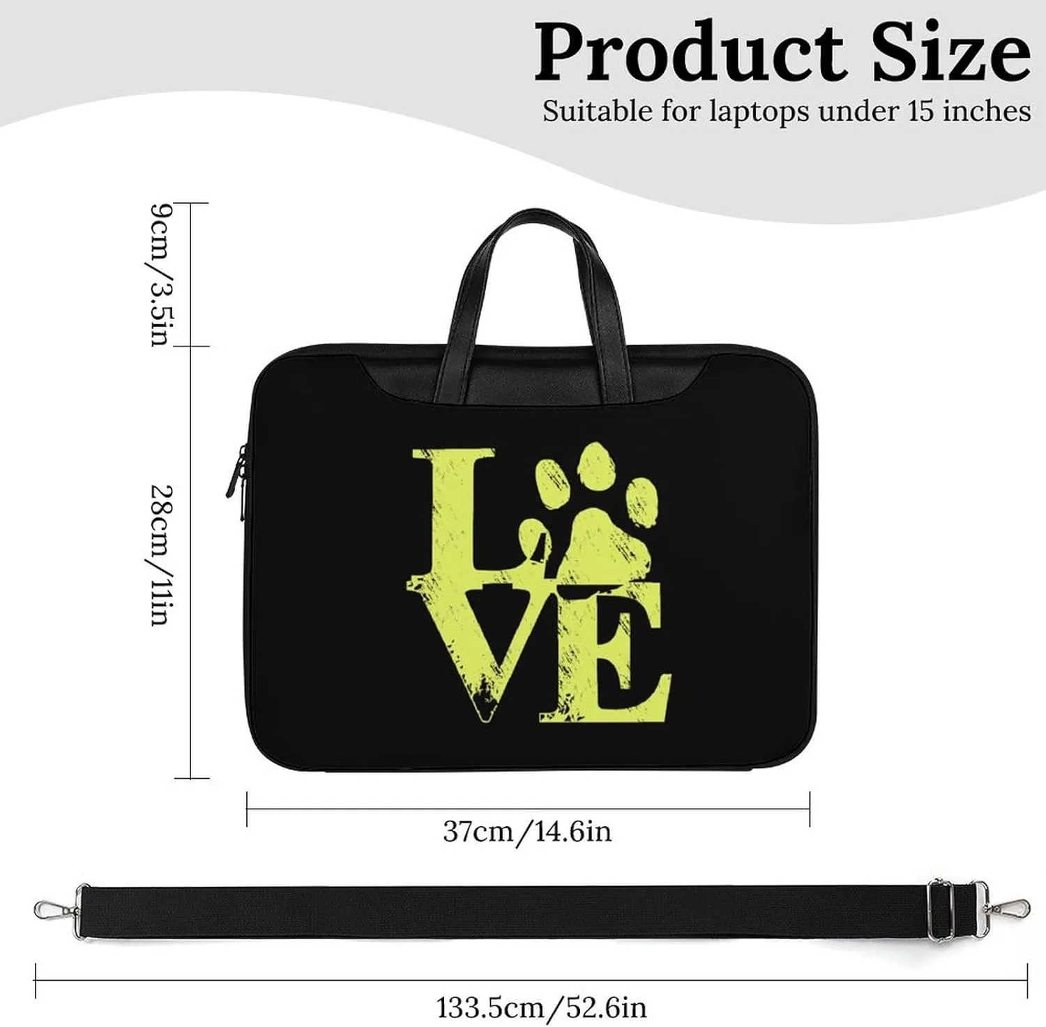 Love Dag Paw Leather Bag Laptop Case Slim Water Resistant Computer Bags with Handle Briefcase for Work