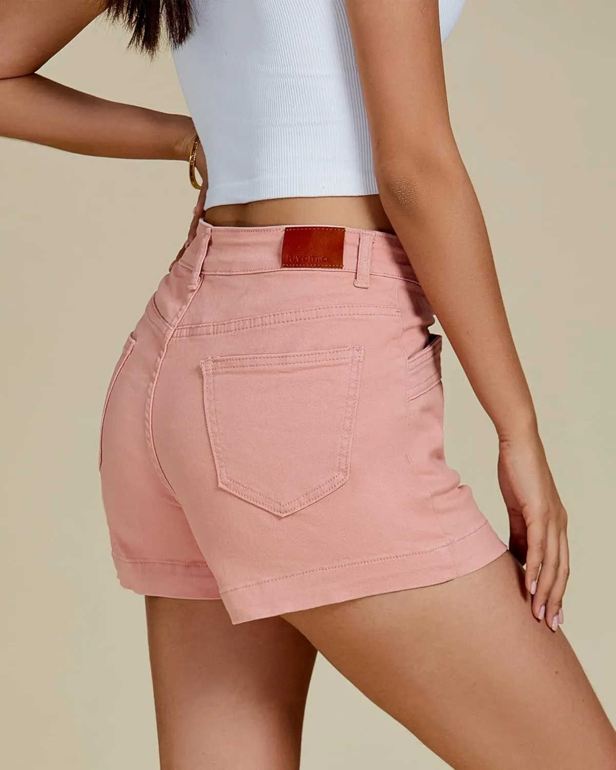 luvamia Jean Shorts for Women High Waisted Stretchy Denim Jorts Trendy Casual Distressed Cut Off Shorts with Pockets
