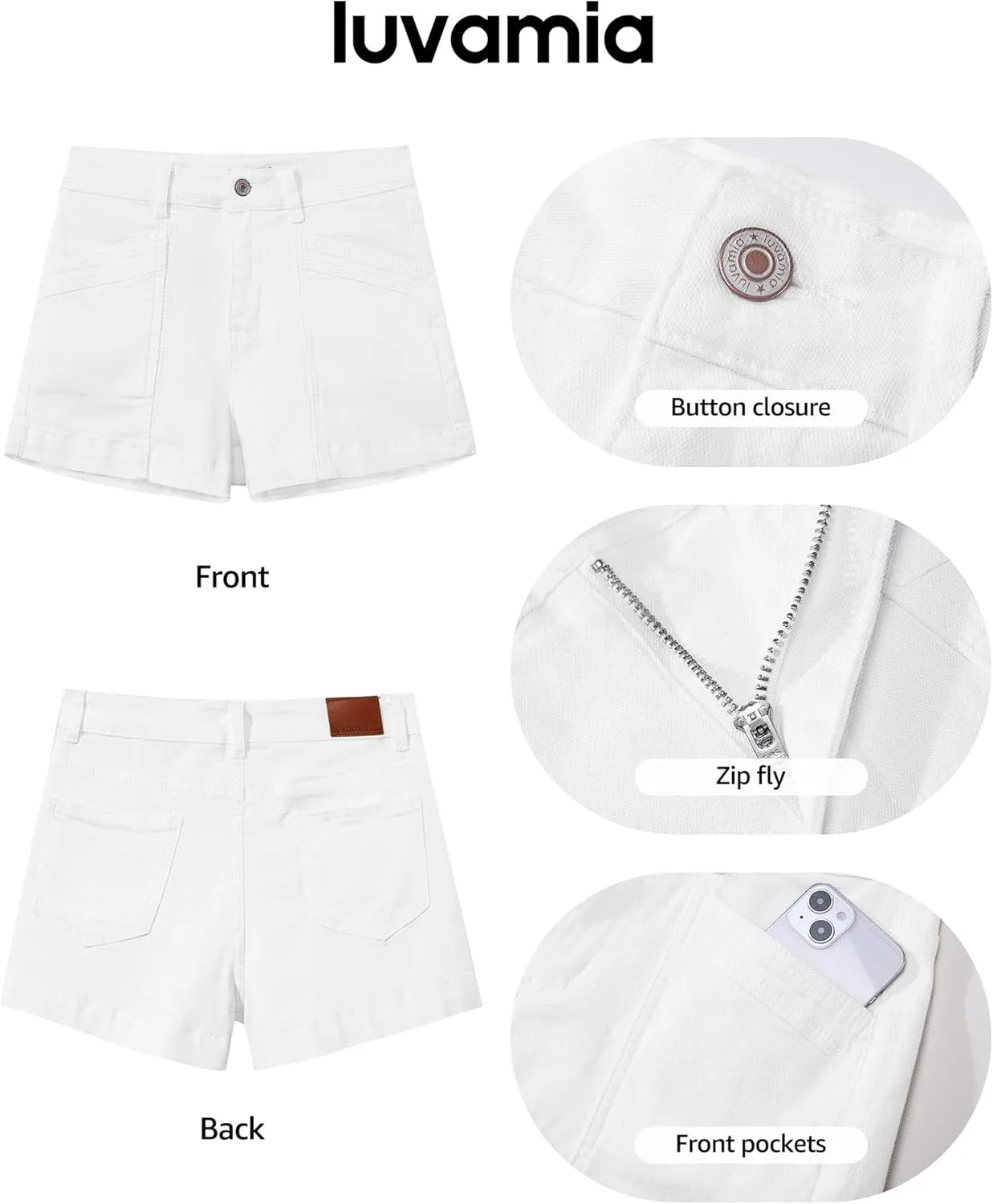 luvamia Jean Shorts for Women High Waisted Stretchy Denim Jorts Trendy Casual Distressed Cut Off Shorts with Pockets