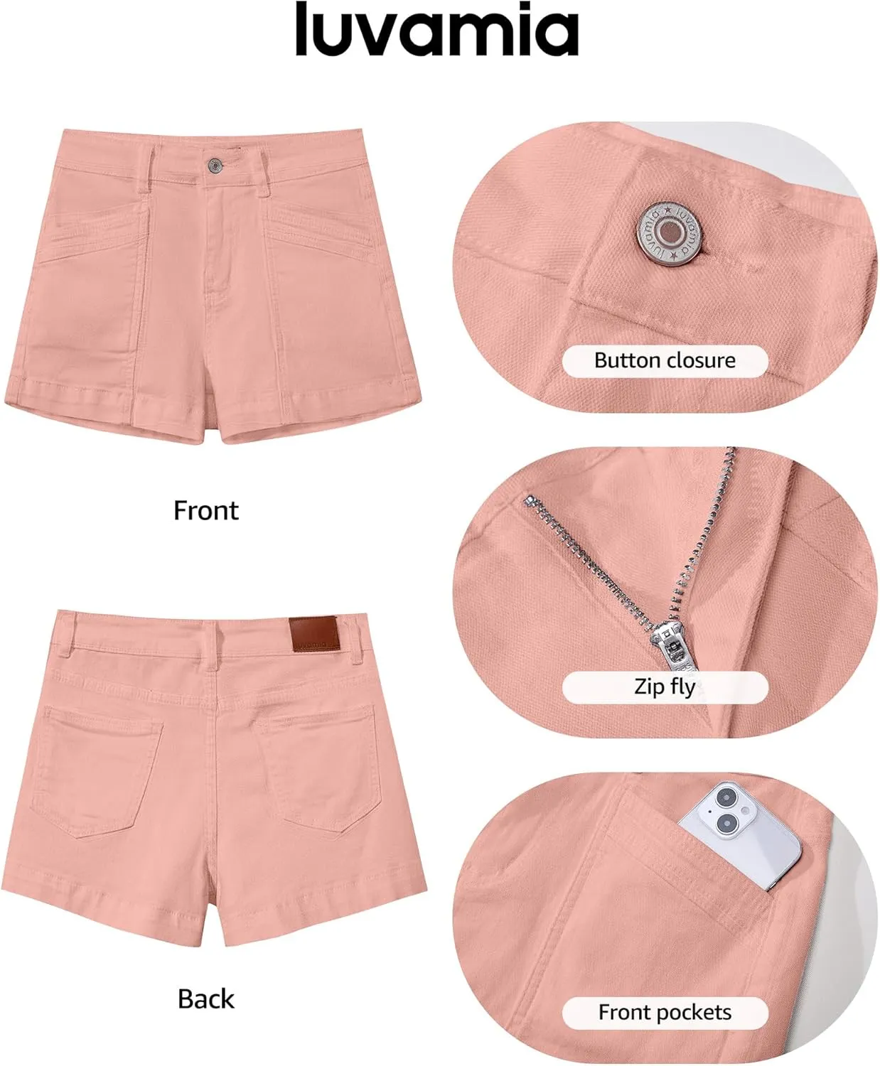 luvamia Jean Shorts for Women High Waisted Stretchy Denim Jorts Trendy Casual Distressed Cut Off Shorts with Pockets