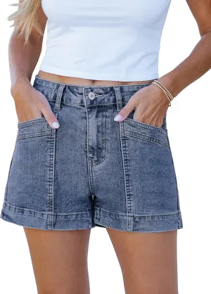 luvamia Jean Shorts for Women High Waisted Stretchy Denim Jorts Trendy Casual Distressed Cut Off Shorts with Pockets