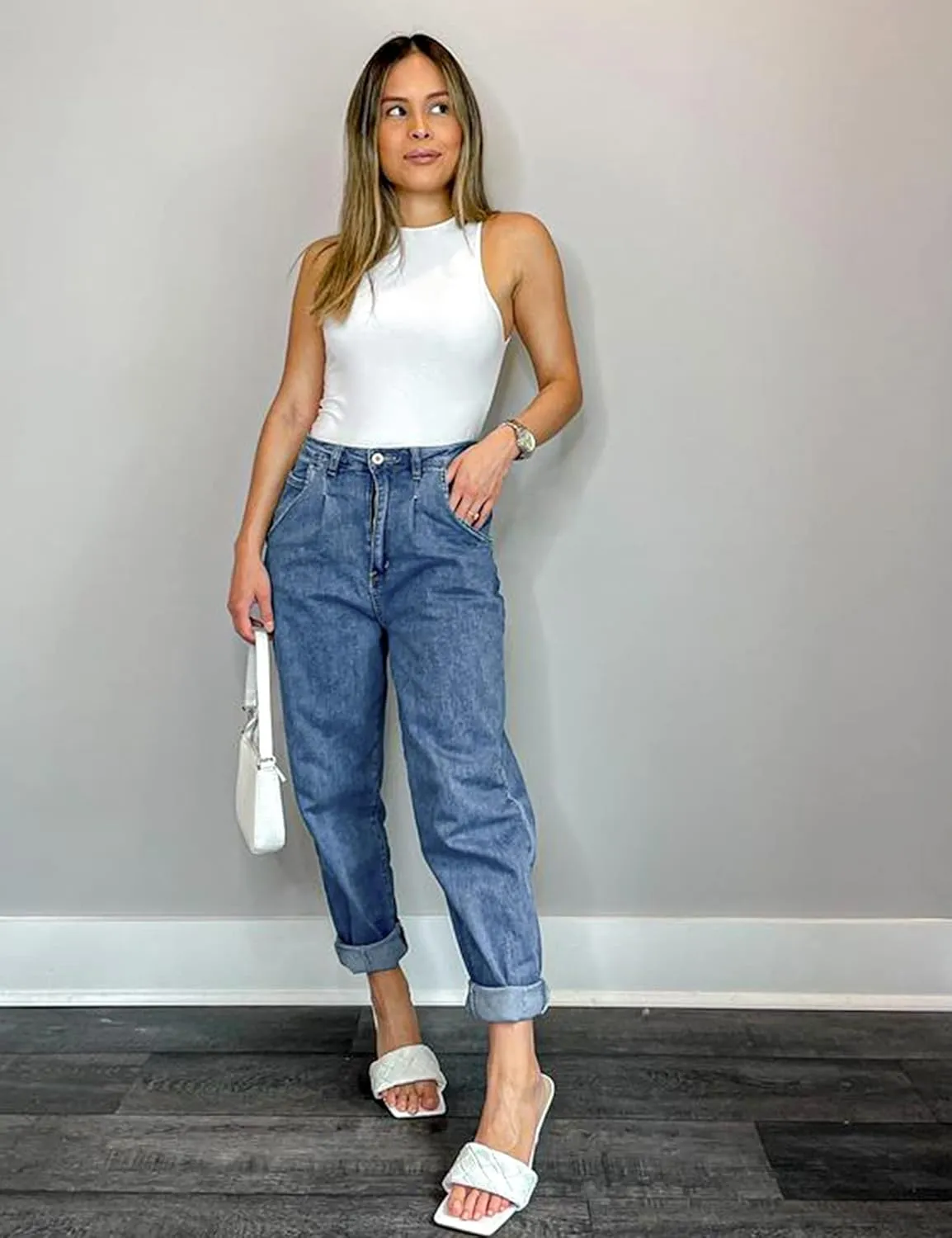 luvamia Mom Jeans for Women Trendy High Waisted Stretchy Loose Jeans for Women Denim Pants