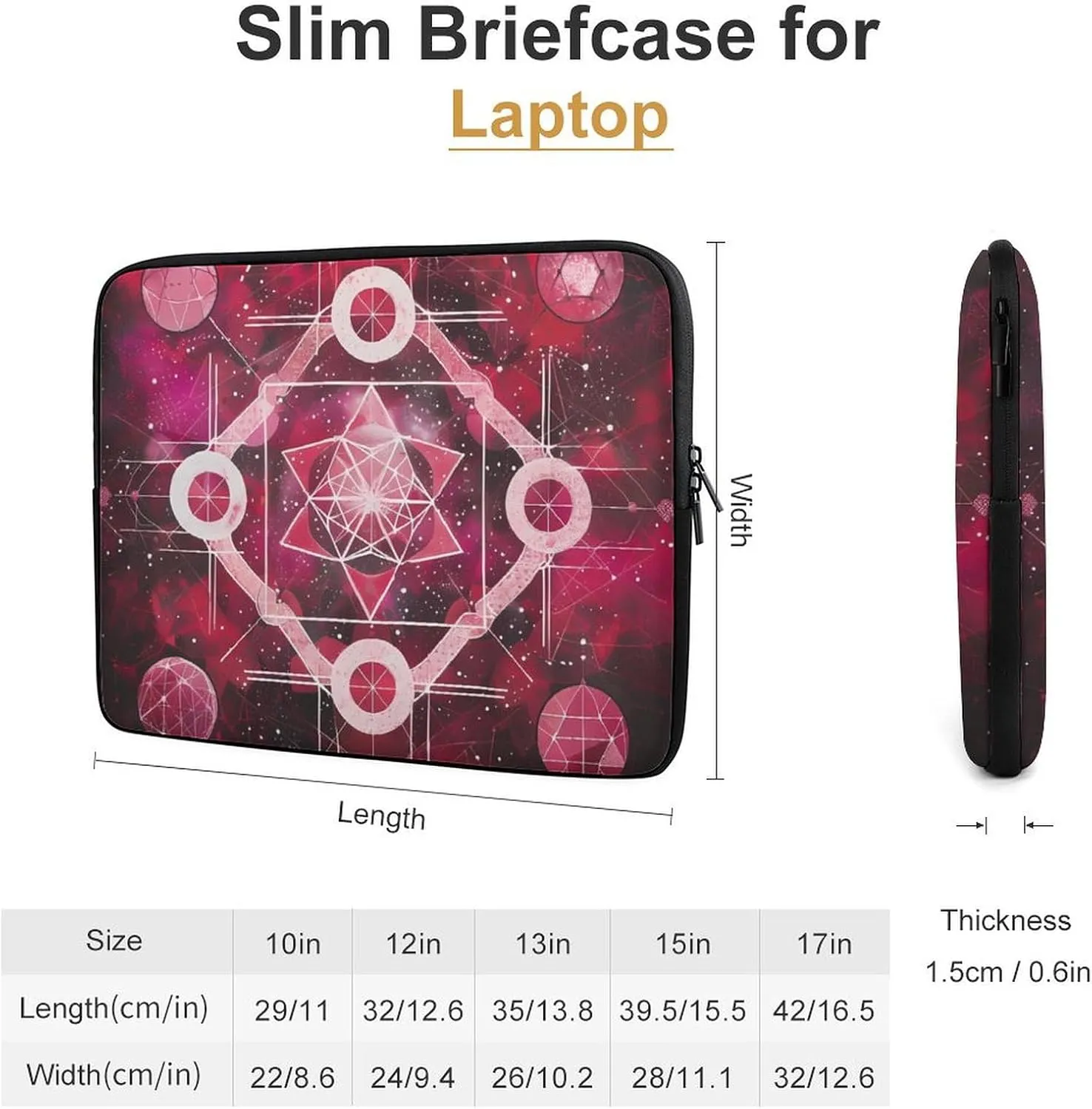 Mandala Mystical Geometric Polygonal Personalized Laptop Bag Business Casual Laptop Cases Slim Computer Bag Briefcase