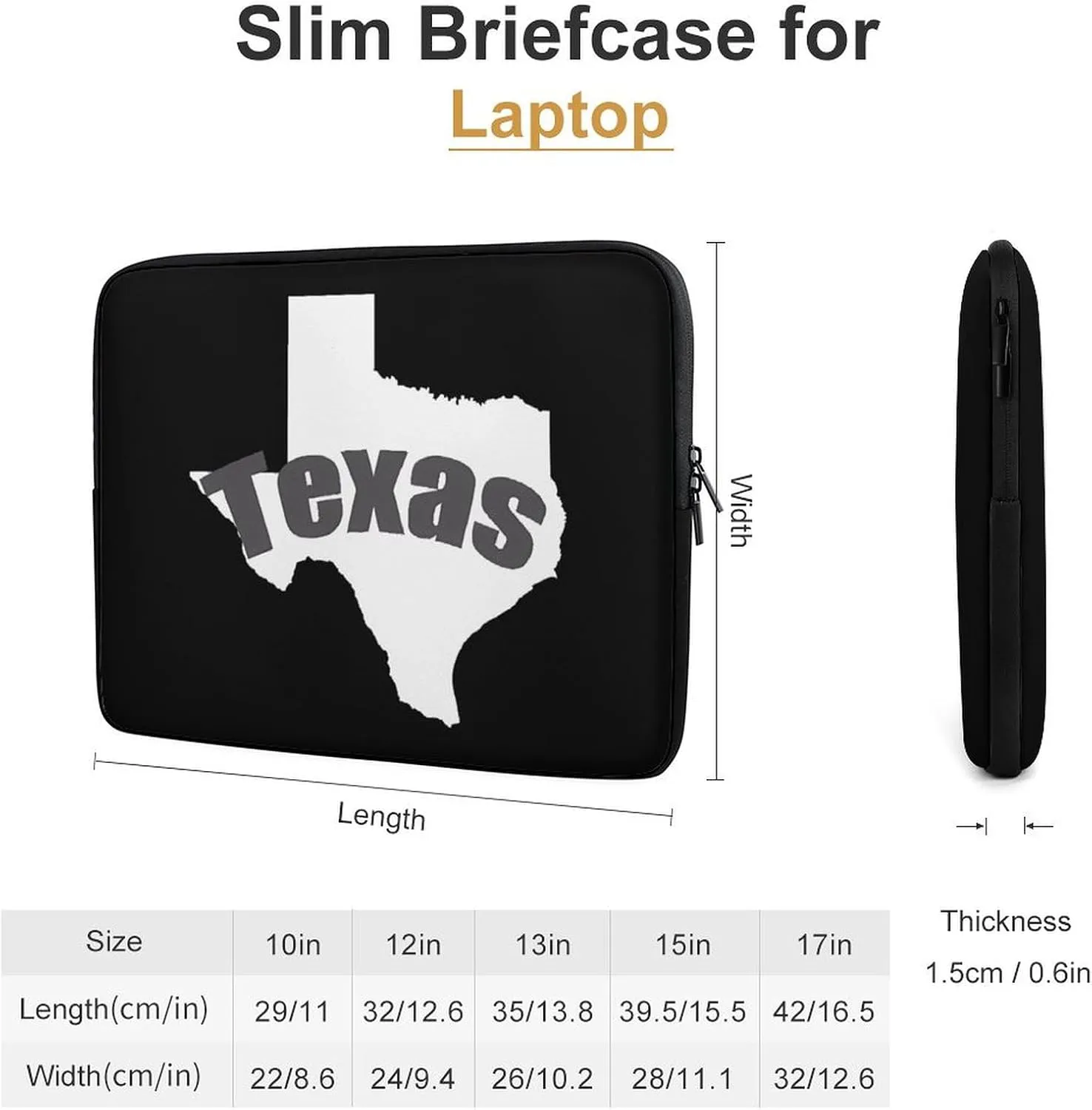 Map of Texas Personalized Laptop Bag Business Casual Laptop Cases Slim Computer Bag Briefcase