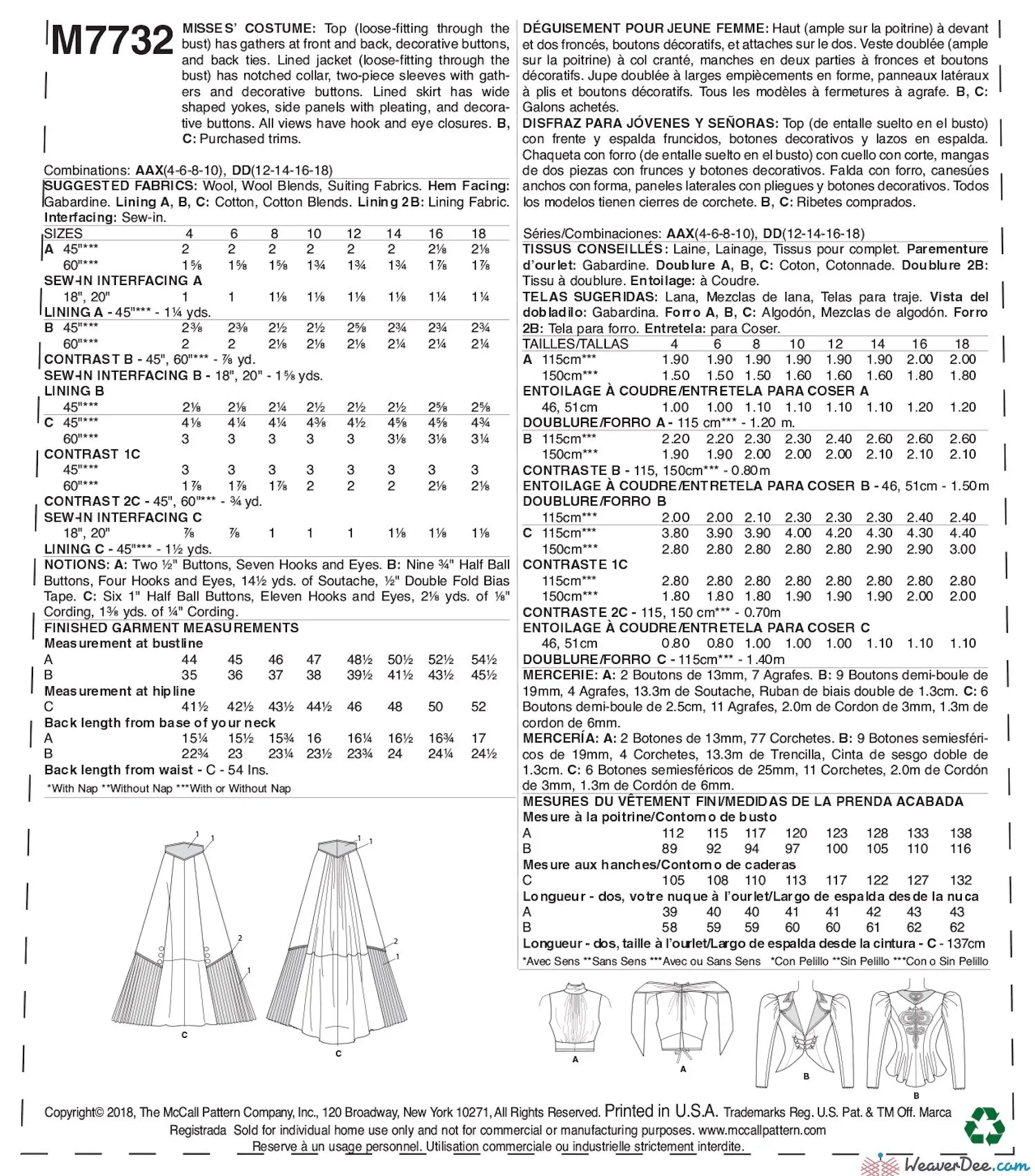 McCall's Pattern M7732 Misses' Victorian Costume