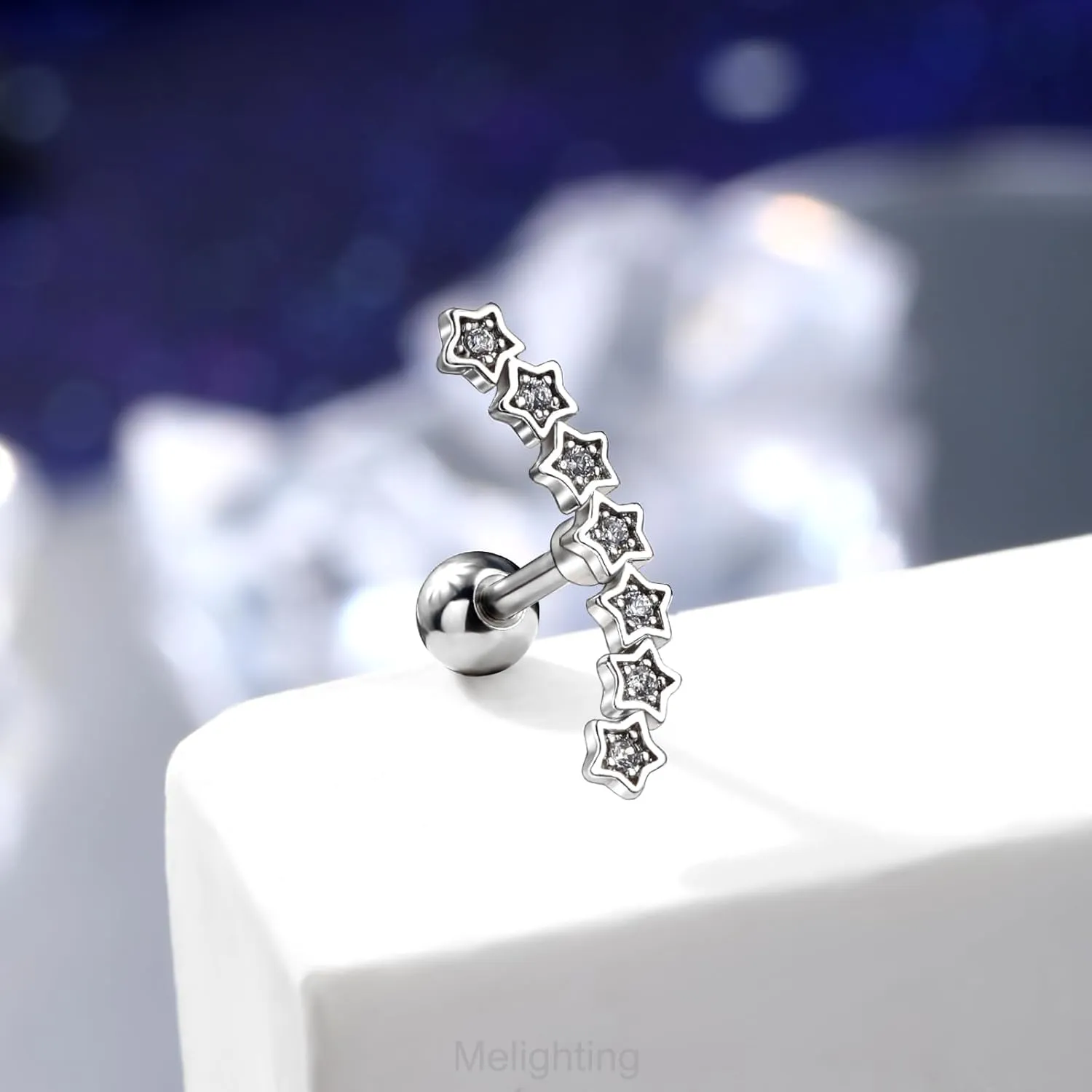 Melighting 16G Helix Earrings Upper Ear Cartilage Earrings Stainless Steel 316L Tragus Piercing Jewelry Clear CZ Conch Piercing Jewelry Earrings Studs for Women Body Piercing Jewelry