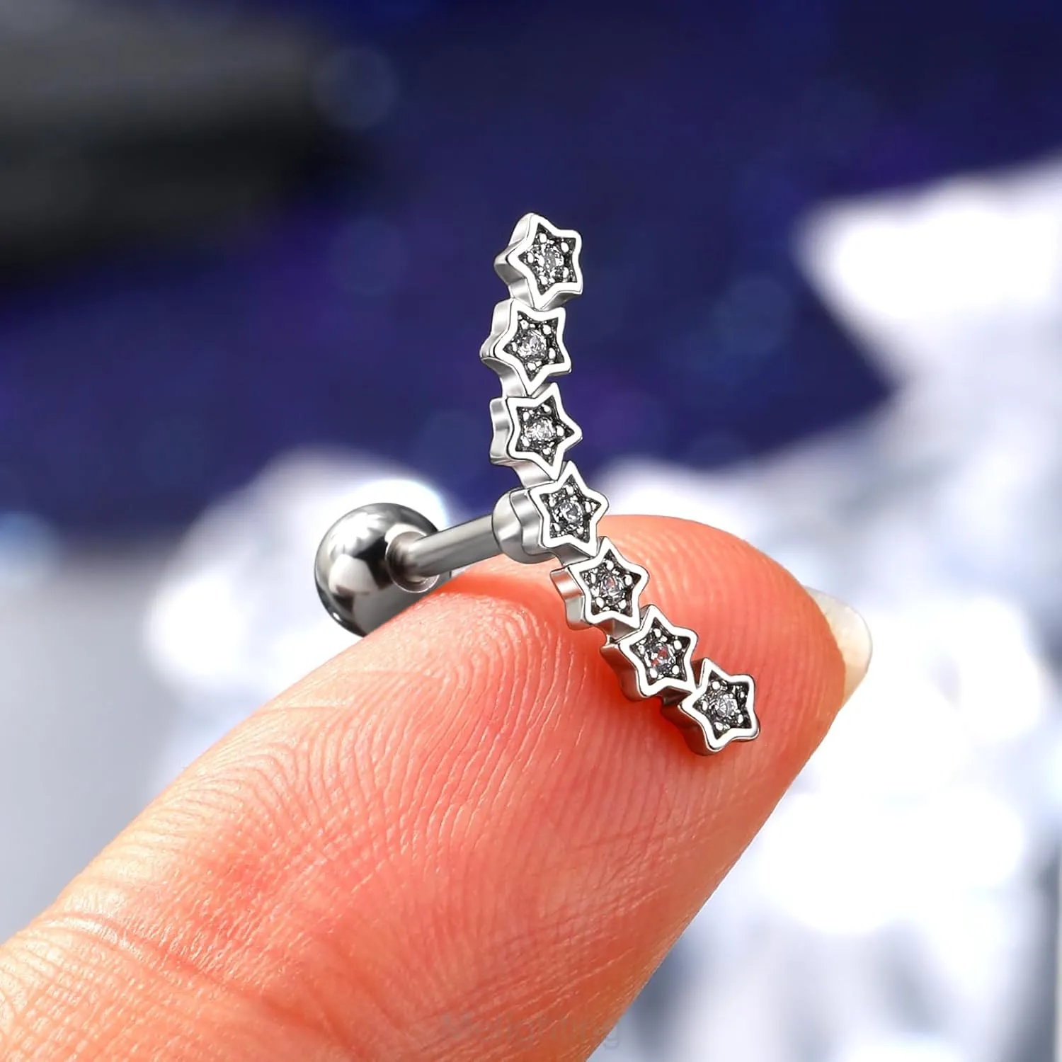 Melighting 16G Helix Earrings Upper Ear Cartilage Earrings Stainless Steel 316L Tragus Piercing Jewelry Clear CZ Conch Piercing Jewelry Earrings Studs for Women Body Piercing Jewelry