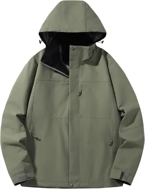 Men Lightweight Softshell Military Jacket with Removable Hood Water Repellent Outdoor Coat Hiking Windbreaker Jackets