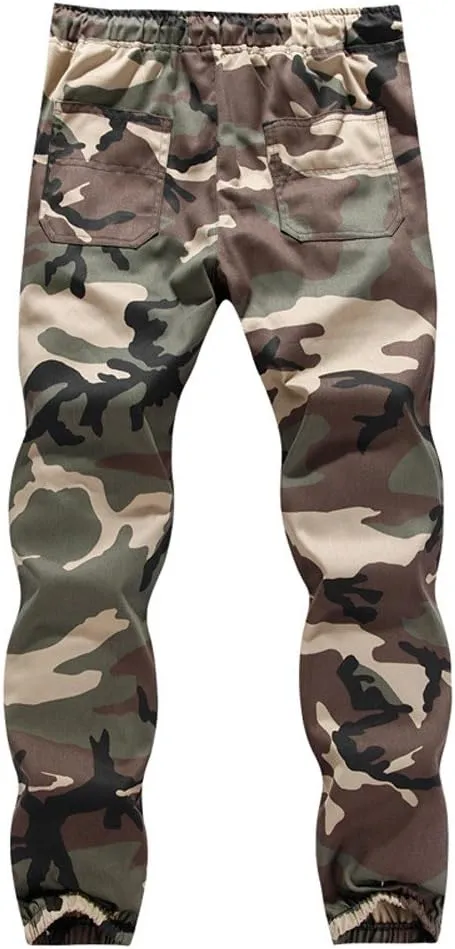 Men's Cargo Pants Outdoors Jogger Camo Slim Fit Sports Drawstring Plus Size Athletic Active Trousers