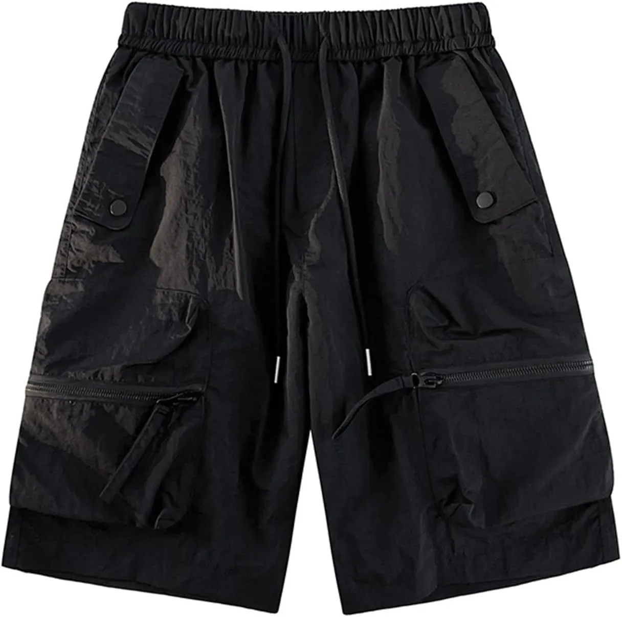 Mens Casual Cargo Pants Multi-Pockets Combat Track Fitness Jogger Hiking Bermuda Drawstring Lightweight Straight Baggy Shorts