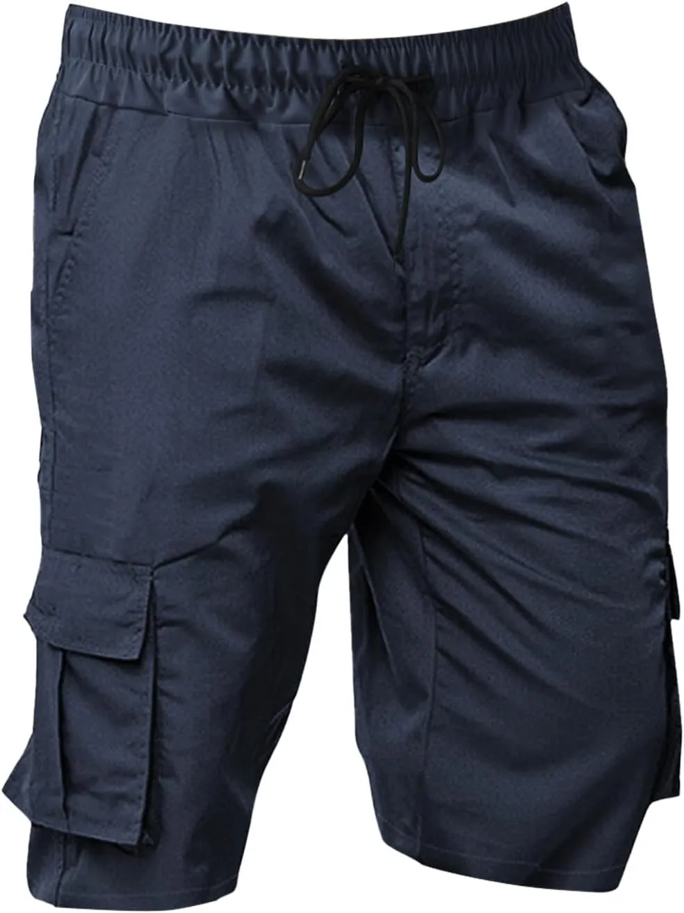 Mens Casual Fashion Cargo Pants Capris Expandable Waisted Drawstring Shorts Multi-Pockets Hiking Fishing Combat Cropped Pants