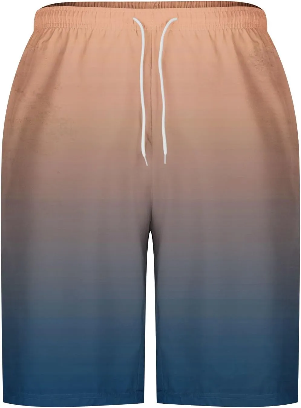 Mens Casual Shorts Gradient Color Fashion Elastic Waist Drawstring Shorts Summer Beach Vocation Shorts with Pockets