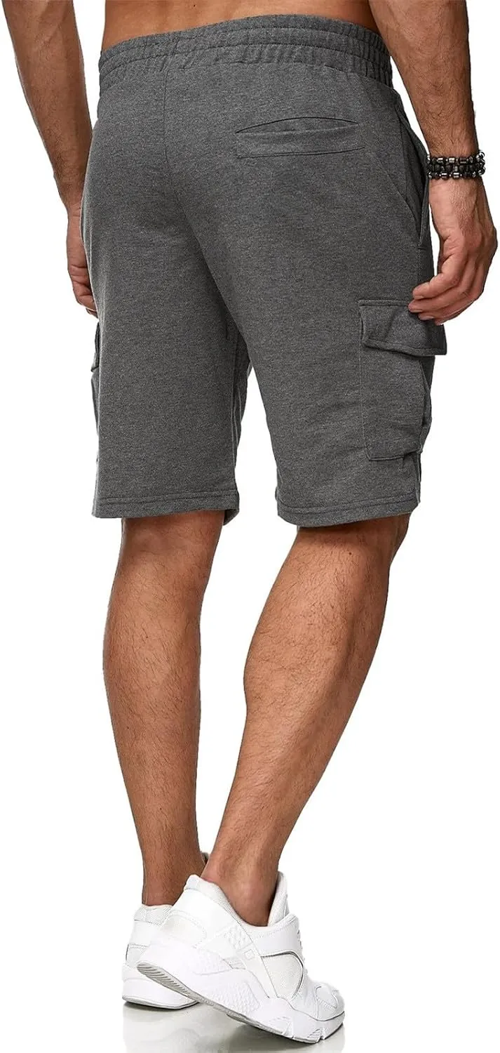 Mens Casual Shorts Knee Length Elastic Drawstring Straight Loose Sports Pants Outdoor Hiking Fishing Combat Tactical Bermuda