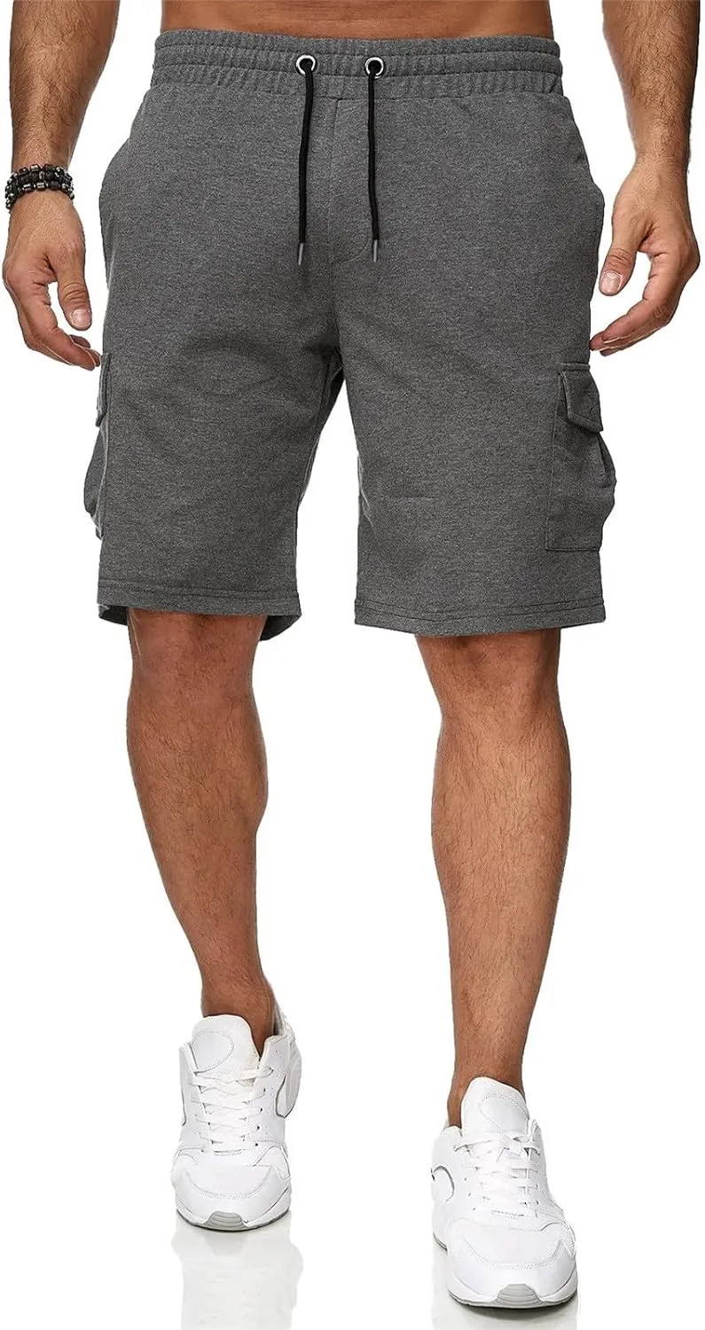 Mens Casual Shorts Knee Length Elastic Drawstring Straight Loose Sports Pants Outdoor Hiking Fishing Combat Tactical Bermuda