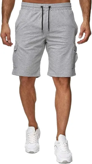 Mens Casual Shorts Knee Length Elastic Drawstring Straight Loose Sports Pants Outdoor Hiking Fishing Combat Tactical Bermuda