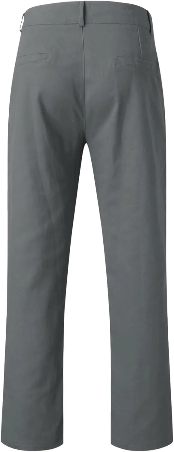 Mens Casual Stretch Dress Pants Slim Fit Solid Color Skinny Long Work Pant Flat-Front Business Golf Dress Chinos Pant