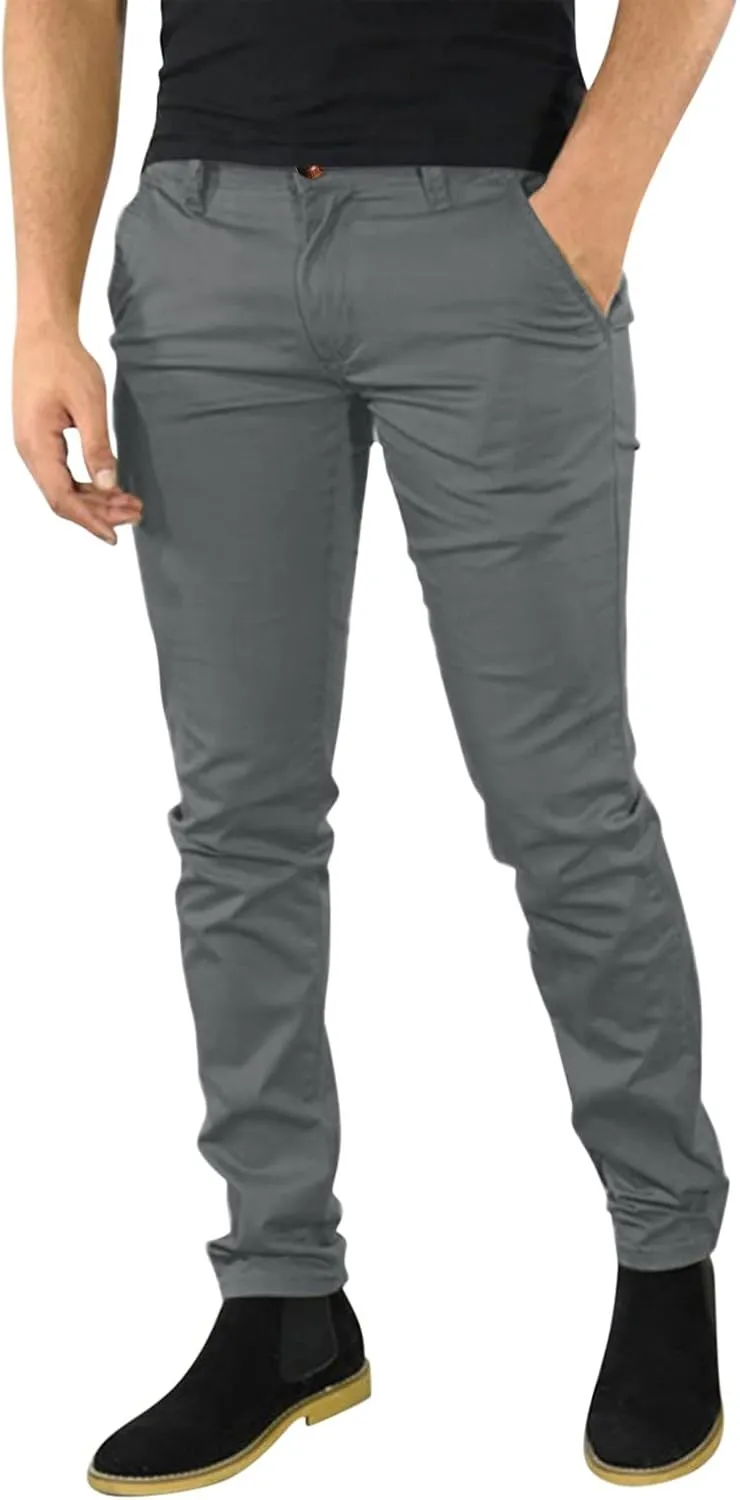 Mens Casual Stretch Dress Pants Slim Fit Solid Color Skinny Long Work Pant Flat-Front Business Golf Dress Chinos Pant