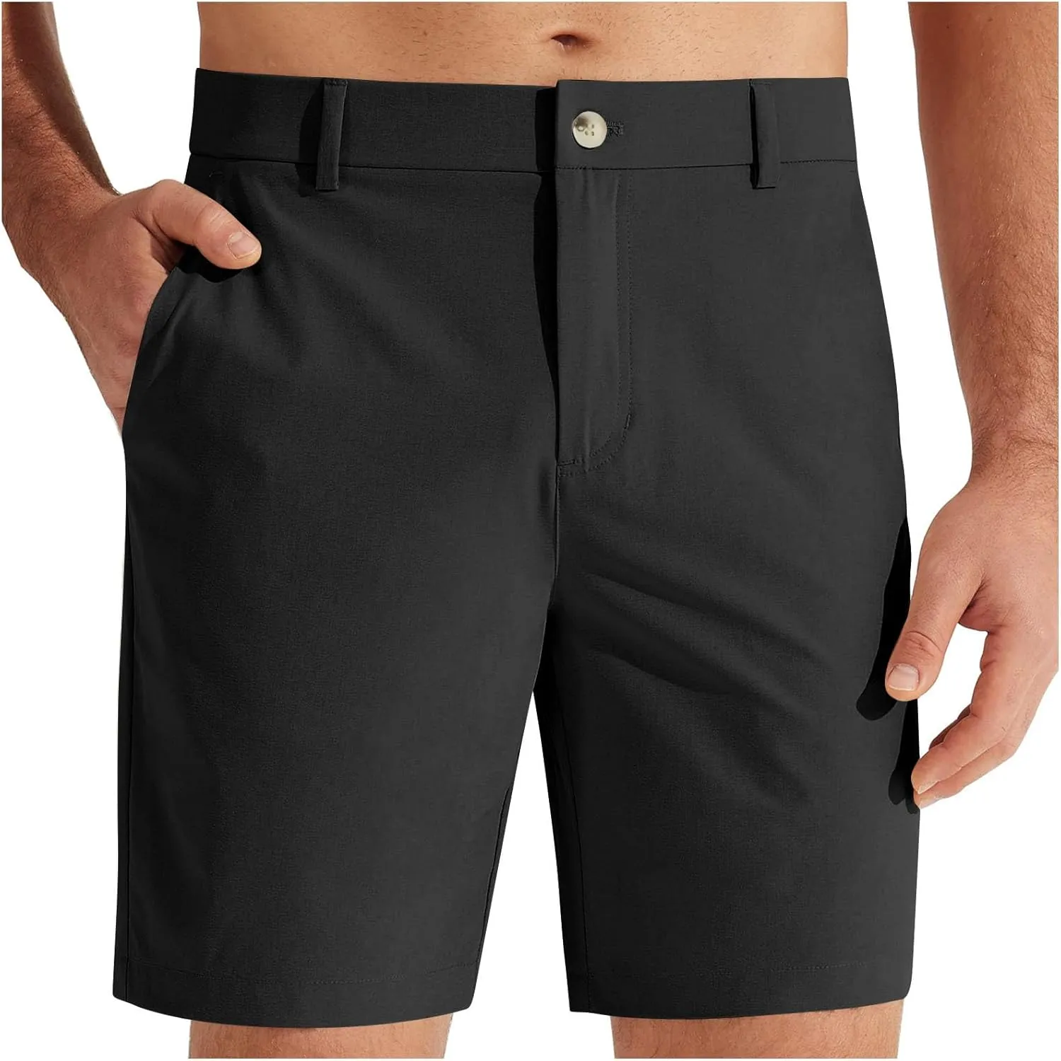 Men's Dress Shorts Flat Front Quick Dry Shorts Straight Leg Slim Fit Pants Lightweight Stylish Pants for Business