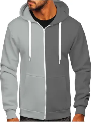 Men's Fall Outfits Hoodies Basic Zip Up Hoodie Long Sleeve Sweatshirts Classic Jacket Print Pullover Casual, M-6XL