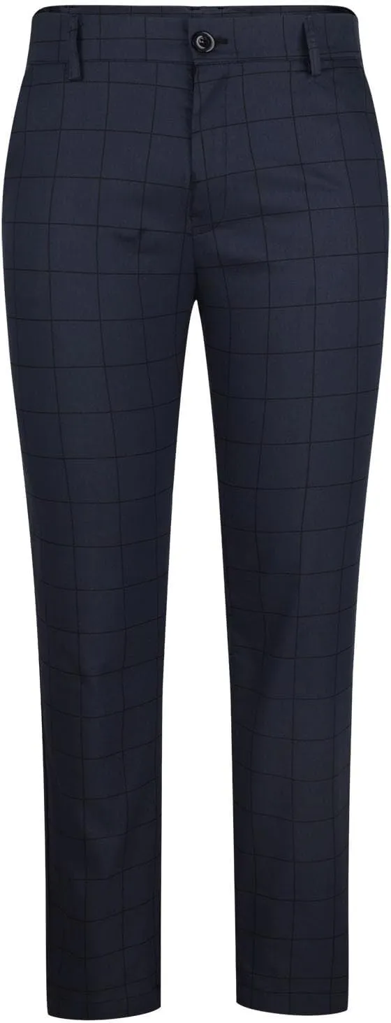 Men's Fashion Stretch Dress Pants Slim Fit Plaid Skinny Long Pants Casual Style Business Golf Dress Pants with Pocket