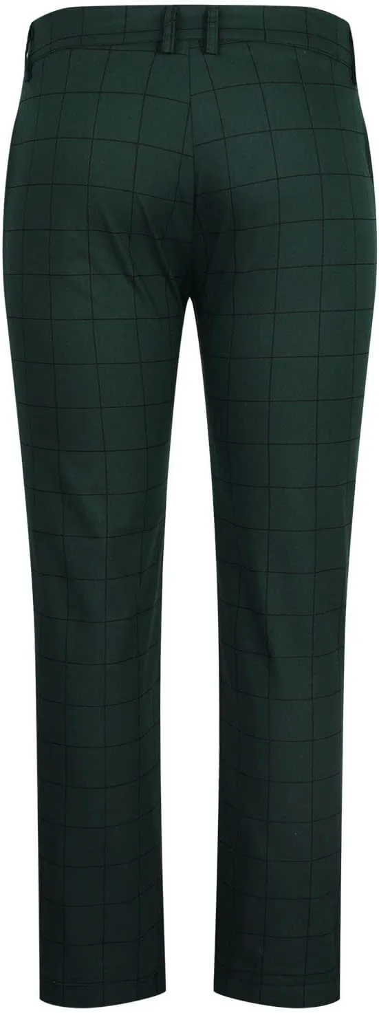 Men's Fashion Stretch Dress Pants Slim Fit Plaid Skinny Long Pants Casual Style Business Golf Dress Pants with Pocket