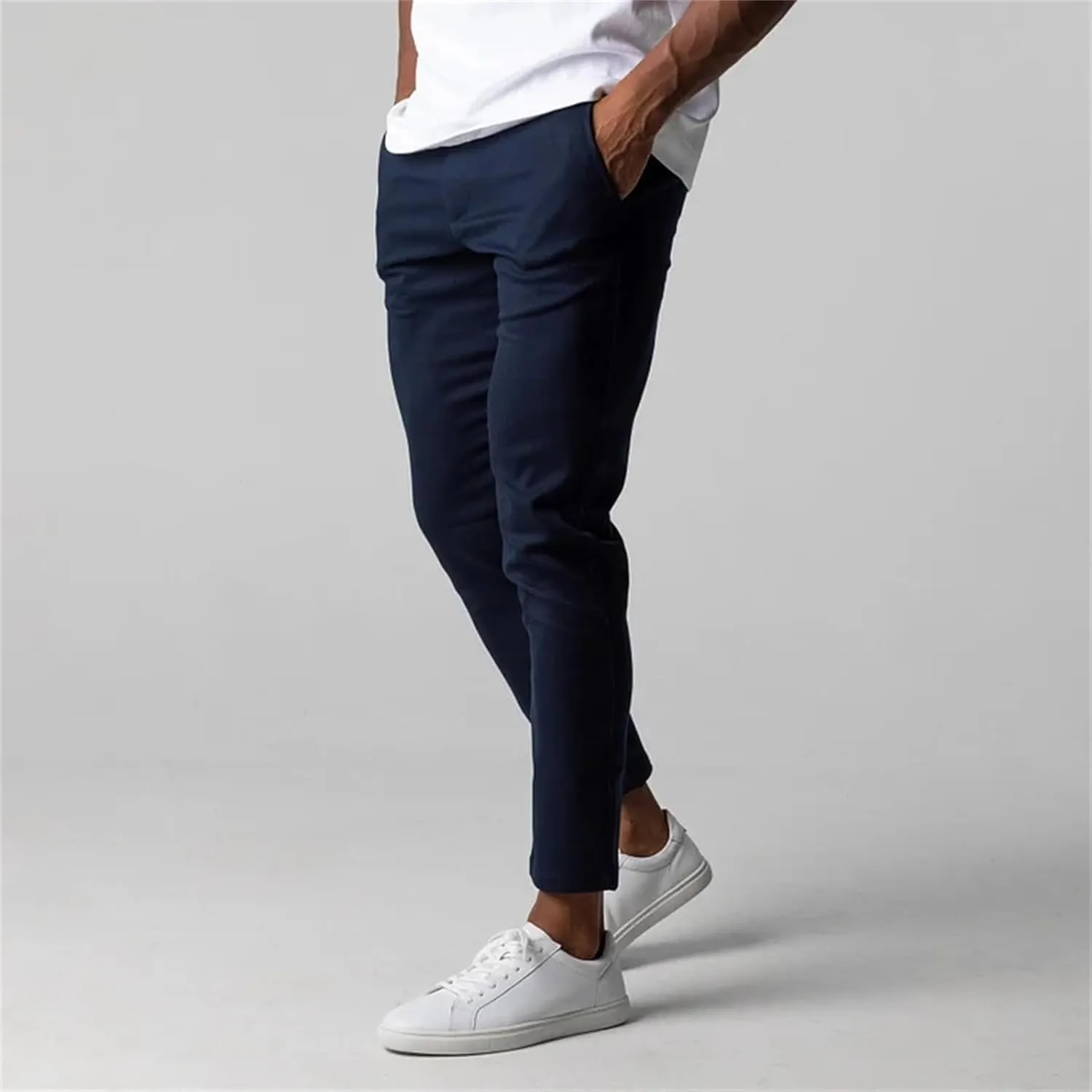 Mens Flat Front Dress Pant Fashion Slim Fit Stretch Tapered Golf Pant Casual Skinny Straight Leg Travel Slacks Chinos