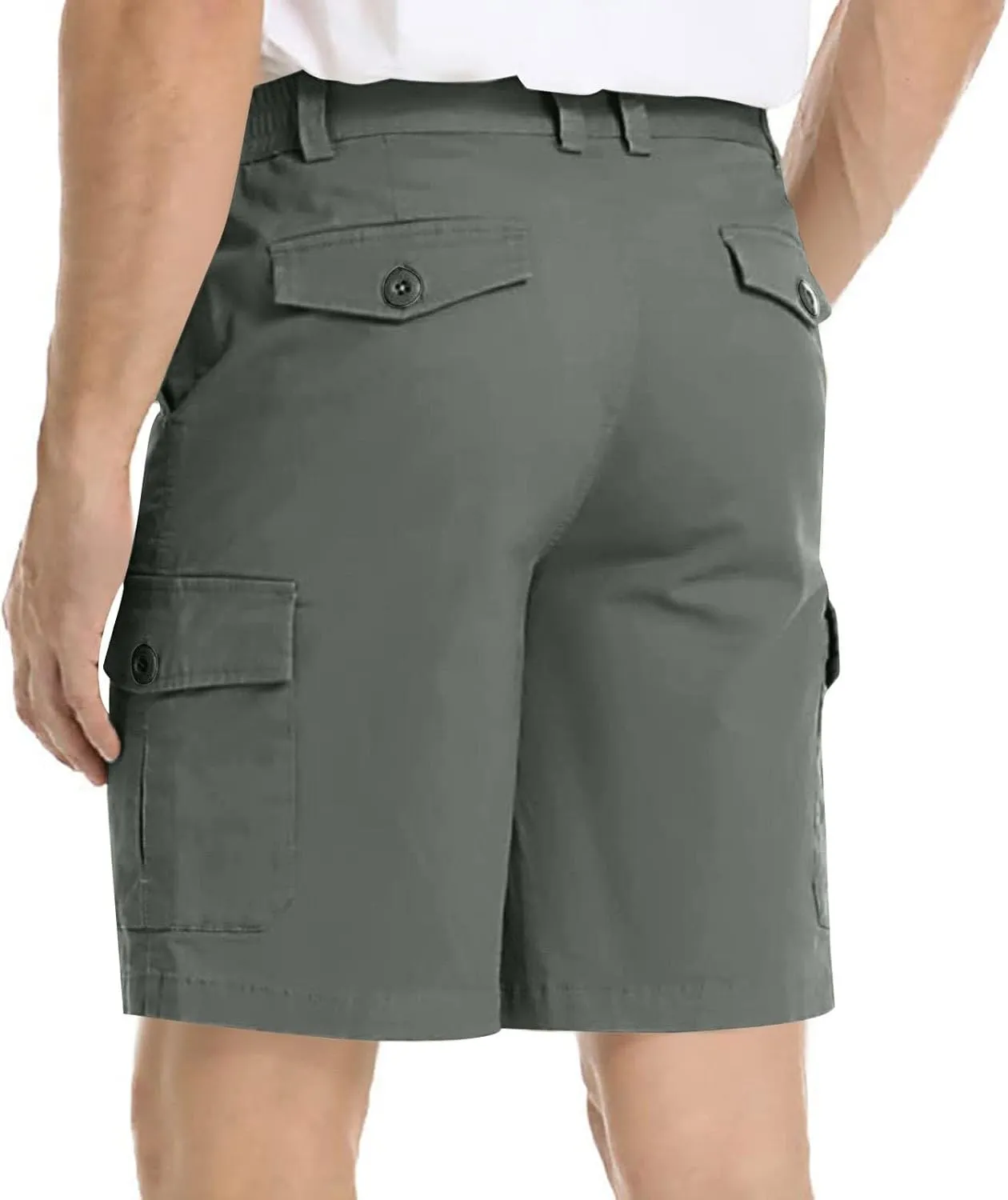 Men's Hiking Cargo Shorts Casual Lightweight Elastic Waist Bermuda Shorts Summer Outdoor Shorts with Multi Pockets