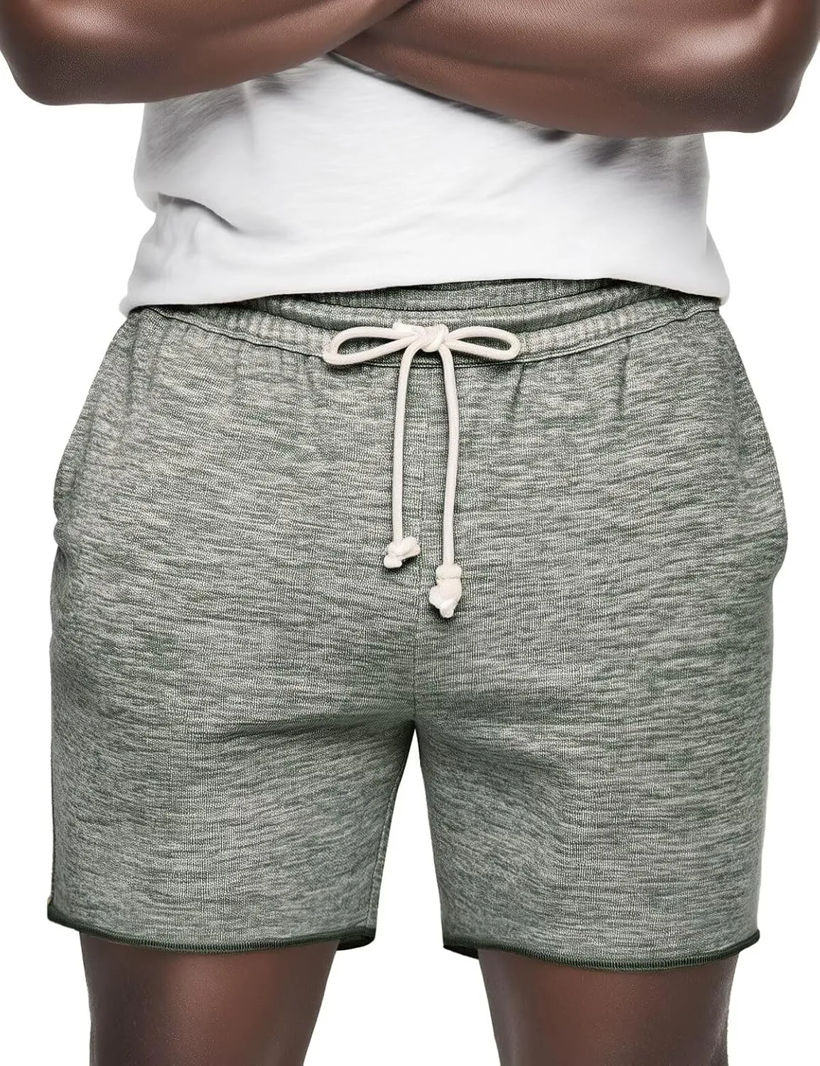 Mens Lounge Shorts Knit Terry Cloth Drawstring Athletic Sweat Shorts with Pockets 6 Inch