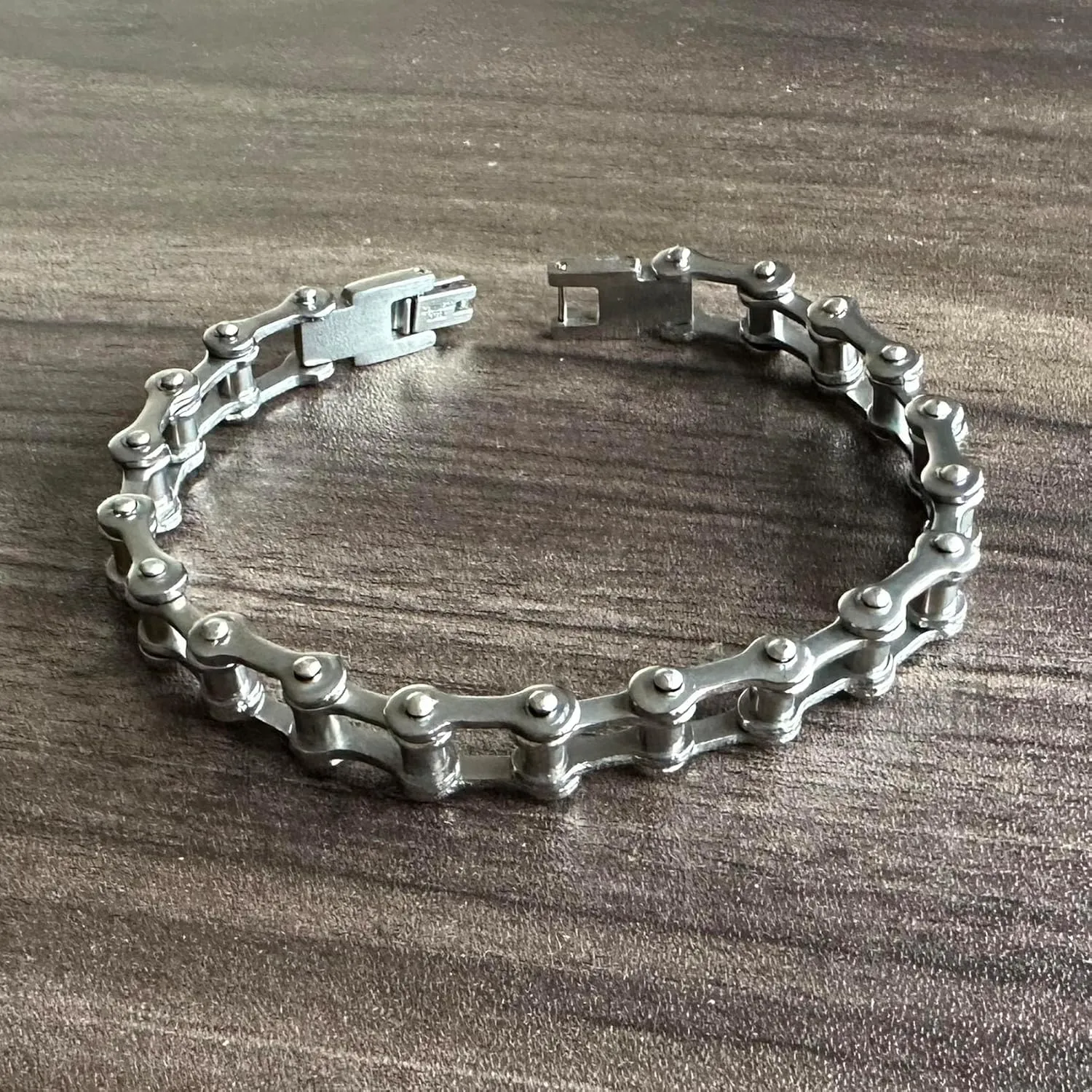 Mens Punk Rock Stainless Steel Hollow Motorcycle Link Chain Bracelet