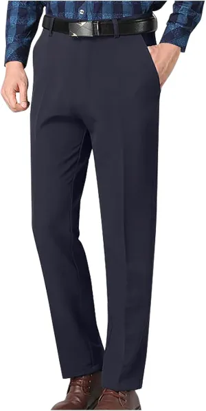 Mens Slim Fit Dress Pants Trendy Flat Front Straight Dress Pants Classic Lightweight Casual Solid Suit Trousers