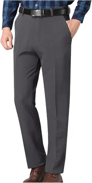 Mens Slim Fit Dress Pants Trendy Flat Front Straight Dress Pants Classic Lightweight Casual Solid Suit Trousers