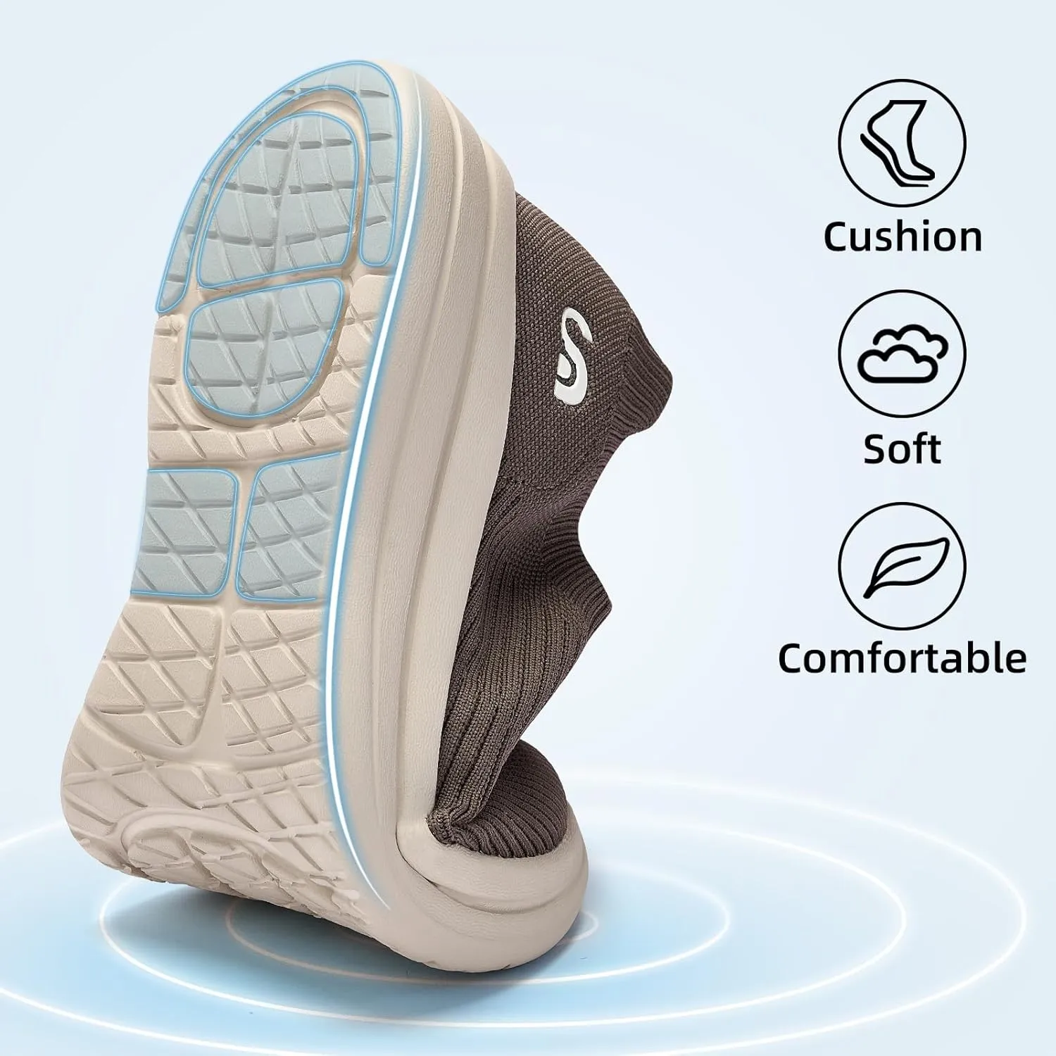 Men's Slip On Sneakers Walking Shoes Wide Casual Soft Breathable Slip in Sock SneakersNon-Slip Rubber Sole, Workout,Athletic