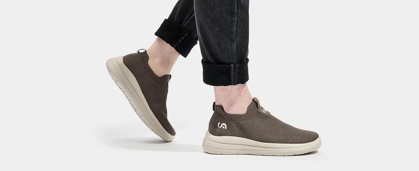 Men's Slip On Sneakers Walking Shoes Wide Casual Soft Breathable Slip in Sock SneakersNon-Slip Rubber Sole, Workout,Athletic
