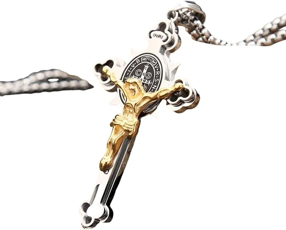 Men's Stainless Steel Religious Jesus Pendant Necklace Fashion Vintage Jesus Cross Necklaces Amulet Jewelry Gifts VHM5270