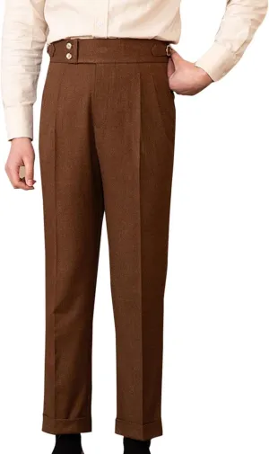 Men's Suit Pants Slim Fit Pleated Front Pant Vintage Dress Suit Pants Casual Smart Trousers Solid Business Office Pants