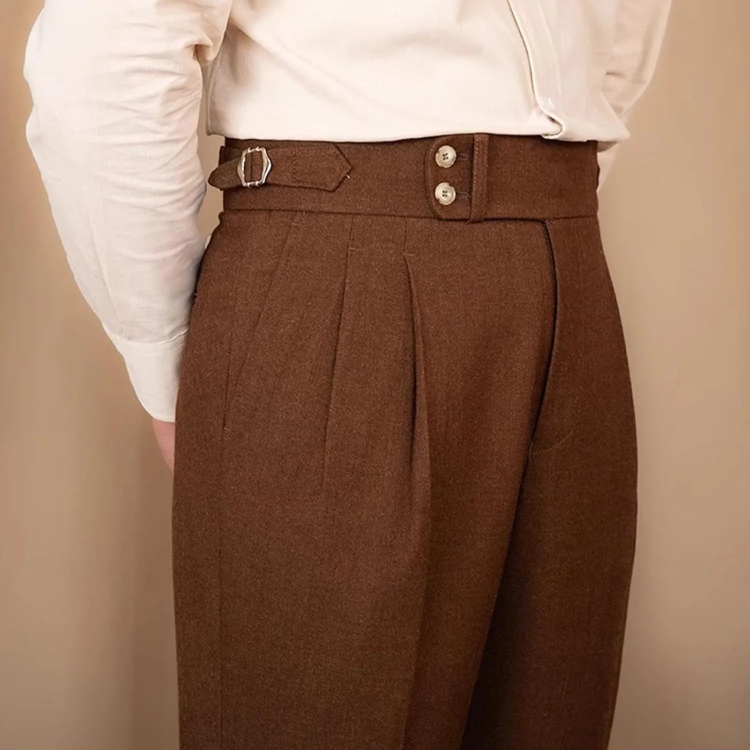 Men's Suit Pants Slim Fit Pleated Front Pant Vintage Dress Suit Pants Casual Smart Trousers Solid Business Office Pants