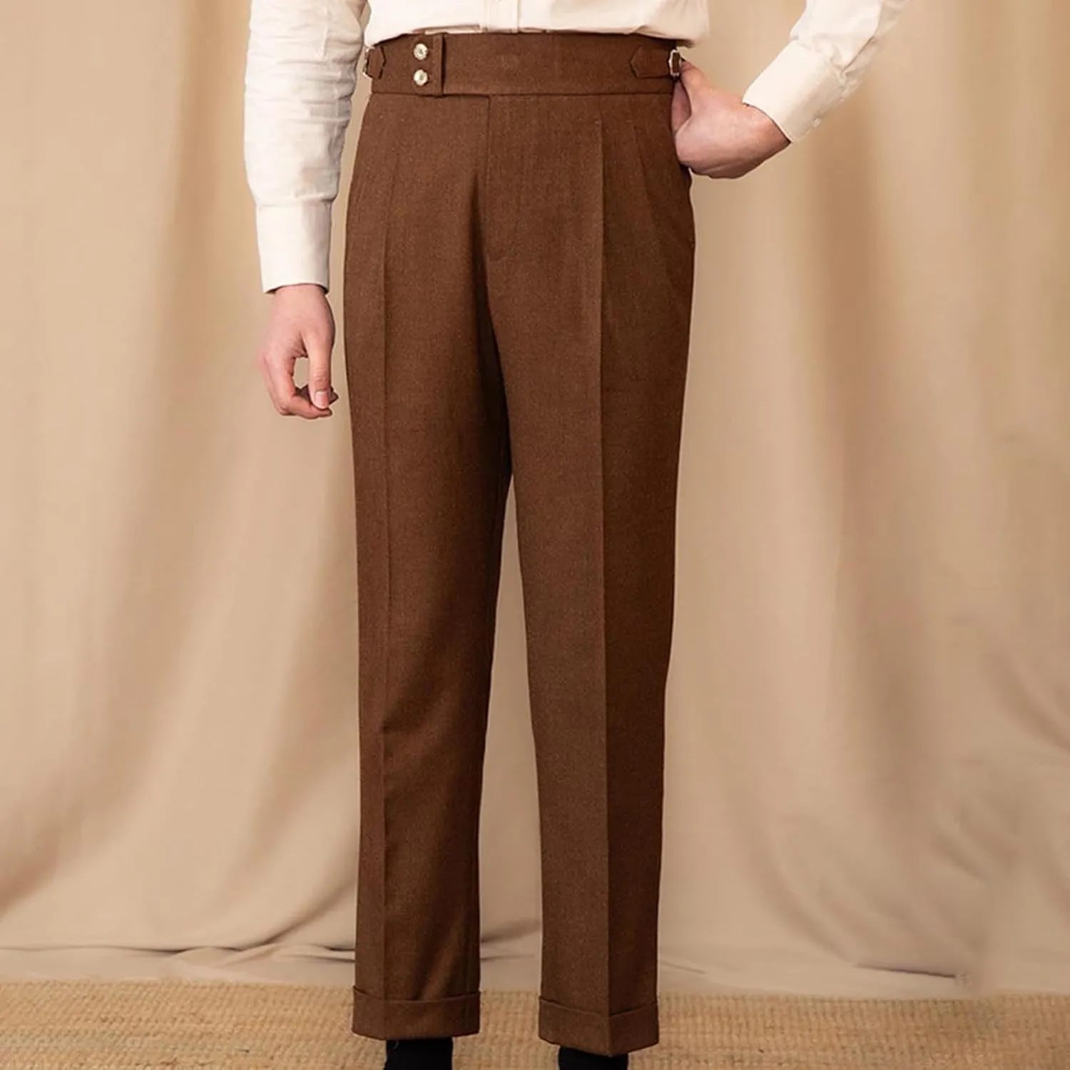 Men's Suit Pants Slim Fit Pleated Front Pant Vintage Dress Suit Pants Casual Smart Trousers Solid Business Office Pants