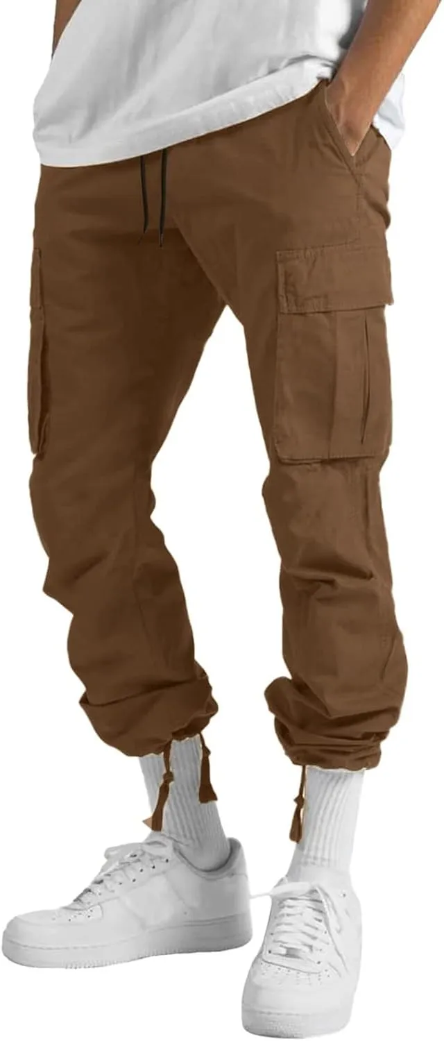 Mens Sweatpants Joggers Pants Man Cargo Pants Men's Heavyweight Cargo Fleece Sweatpants Stretch Elastic Waist Jogger