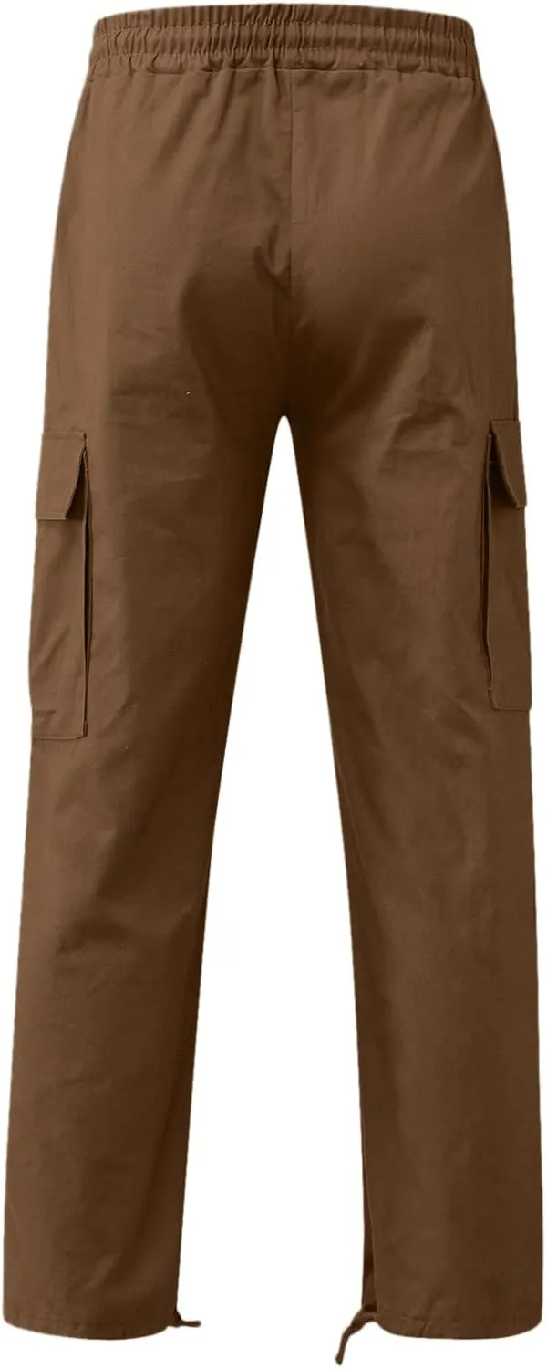 Mens Sweatpants Joggers Pants Man Cargo Pants Men's Heavyweight Cargo Fleece Sweatpants Stretch Elastic Waist Jogger