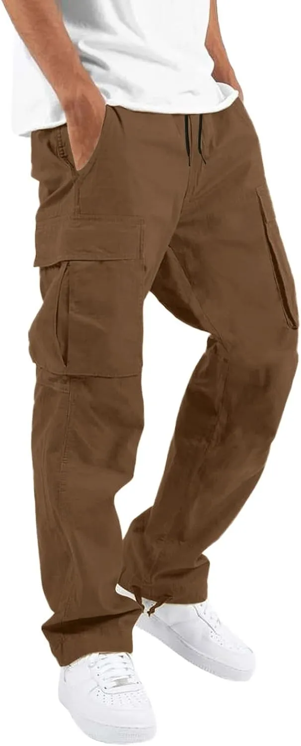 Mens Sweatpants Joggers Pants Man Cargo Pants Men's Heavyweight Cargo Fleece Sweatpants Stretch Elastic Waist Jogger