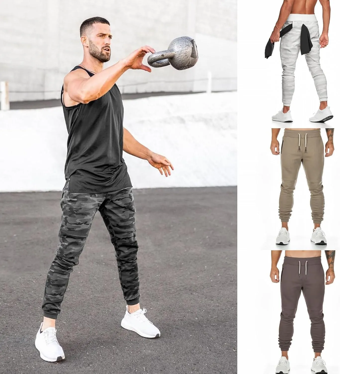 Mens Sweatpants Joggers Pants Man Pants for Men Hiking Ripstop Cargo Pants Men's Heavyweight Cargo Fleece Sweatpants