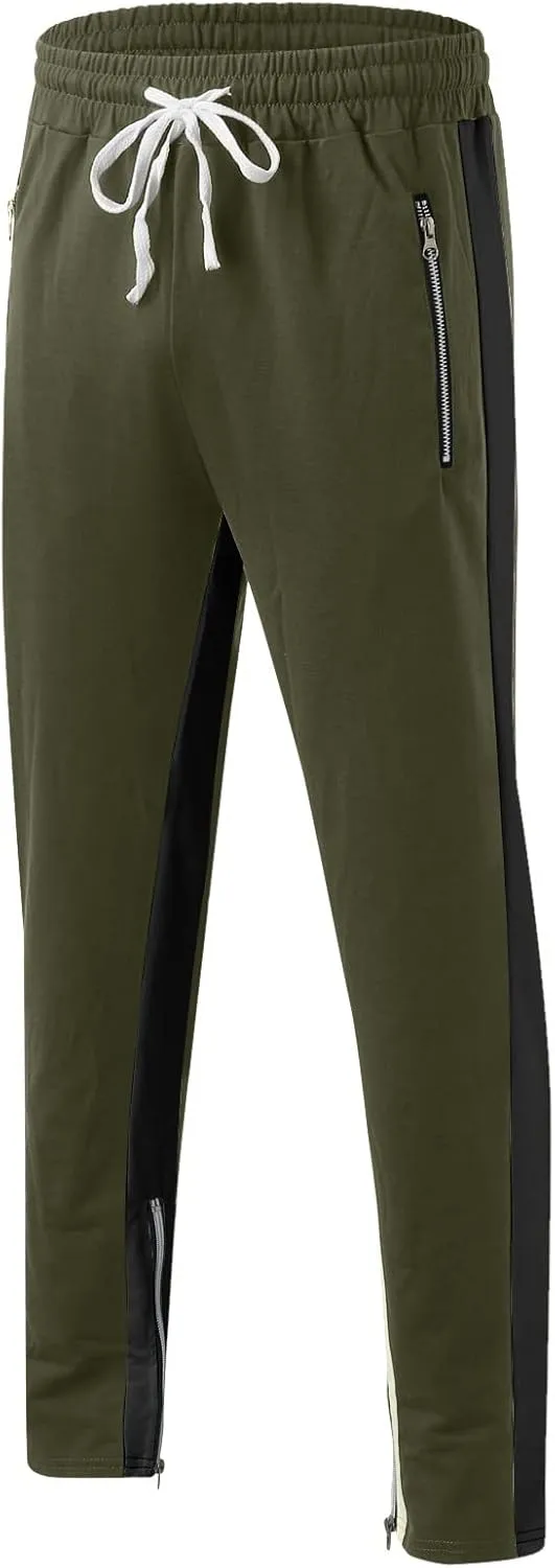 Mens Sweatpants Joggers Pants Man with Pockets Men's Cotton Sweatpants with Cargo Pockets Open Bottom Yoga Pants for