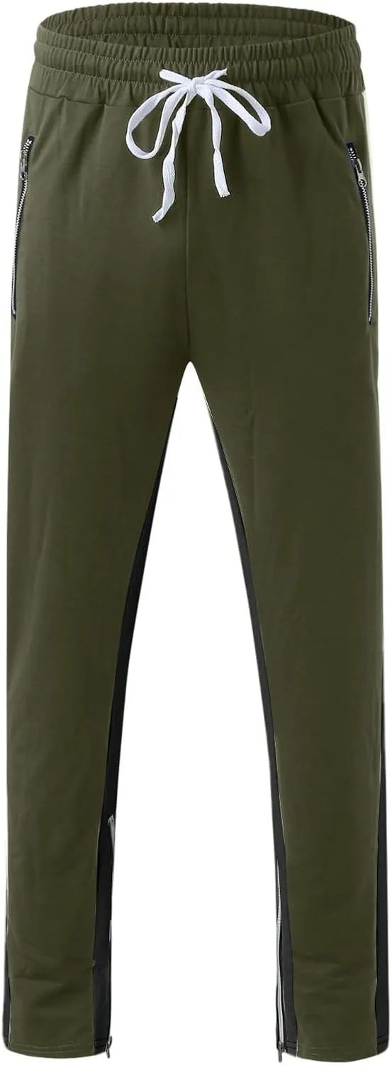 Mens Sweatpants Joggers Pants Man with Pockets Men's Cotton Sweatpants with Cargo Pockets Open Bottom Yoga Pants for