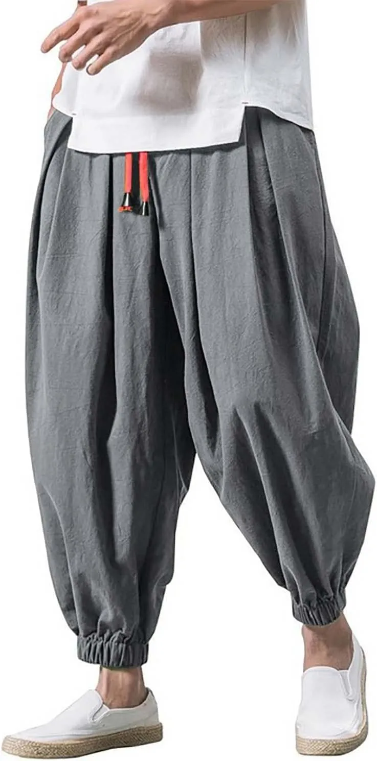 Mens Sweatpants Loose Elastic Straps with Pocket Trousers Solid Color Casual Men Pants Stretch Pants for Men